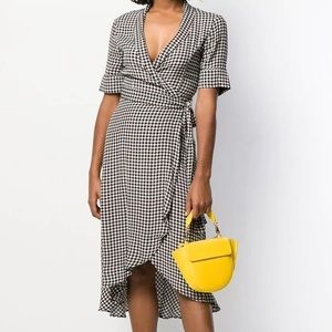 Ganni Gingham/Checkered Wrap Dress